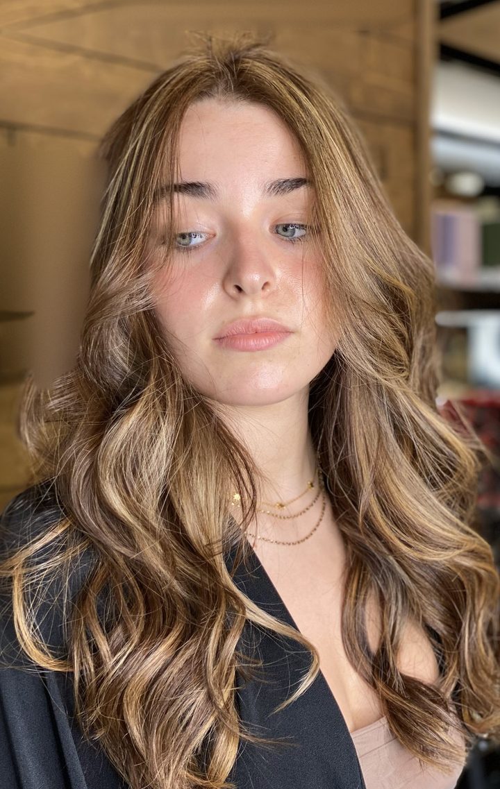 Long bronde balayage at Ergys Studio